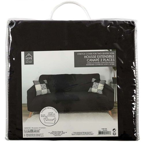 Housse Extensible Pour Canapé 2 Places - Noir - 170 X 80 Cm