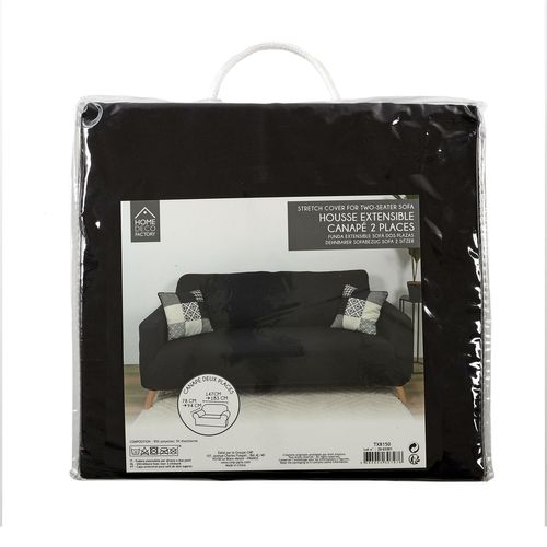 Housse Extensible Pour Canapé 2 Places - Noir - 170 X 80 Cm