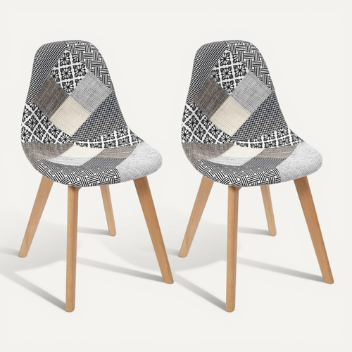 Chaise Scandinave Patchwork (lot De 2) Blanc