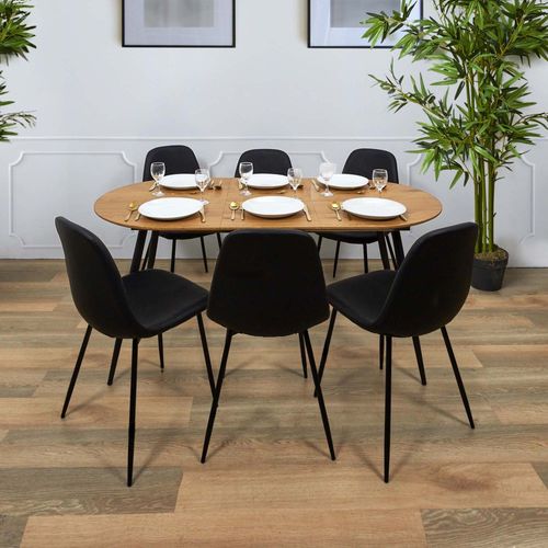 Table Repas Extensible En Métal Et Bois 4 à 6 Personnes