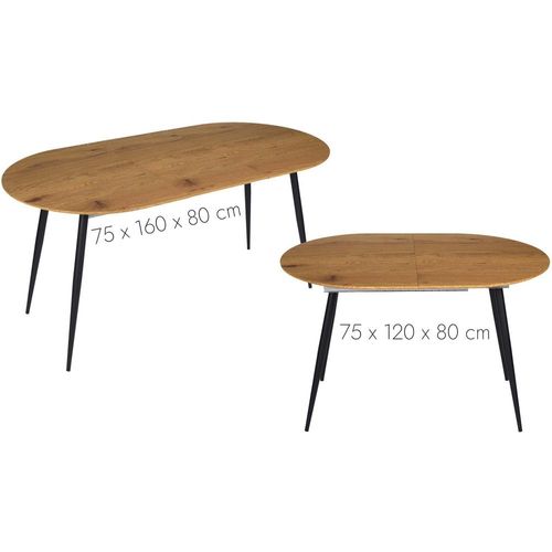 Table Repas Extensible En Métal Et Bois 4 à 6 Personnes