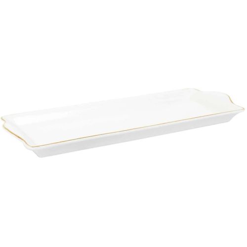 Plat De Service En Porcelaine Liseré Doré 34 X 14 Cm