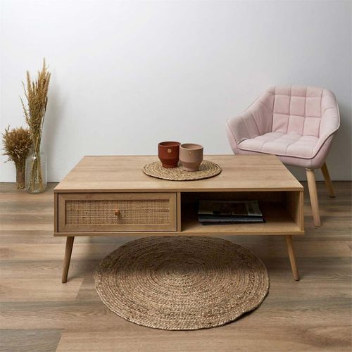 Table Basse 1 Tiroir Rotin 1 Niche Bali