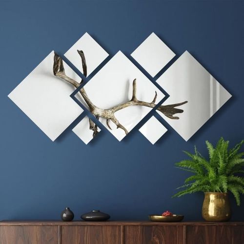 Miroir A Coller Carrée - 26 X 46 X 24 Cm - Argenté
