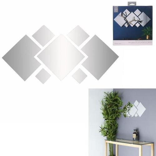 Miroir A Coller Carrée - 26 X 46 X 24 Cm - Argenté