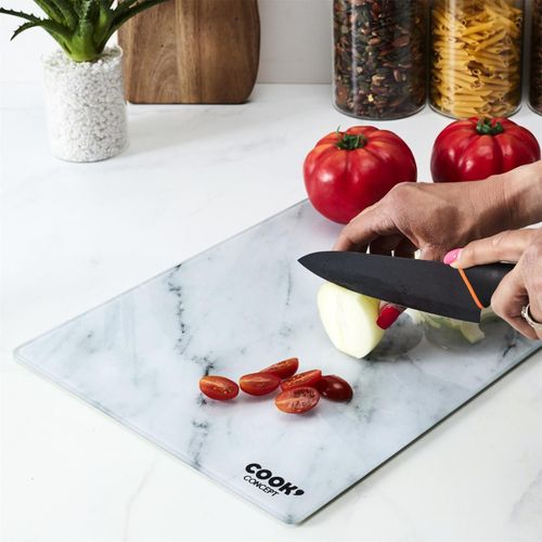 Planche à Découper En Verre "marble" 40cm Blanc