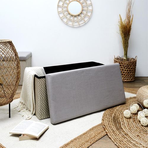 Banc Coffre De Rangement Tressage Mirage Gris