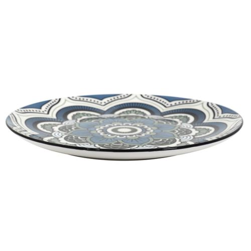 Lot De 6 Assiettes Plates "mandala" 26cm Bleu