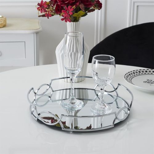 Plateau De Service Design "miroir" 30cm Argent