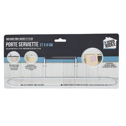 Porte-serviette En Métal "pour Porte" 27cm Blanc