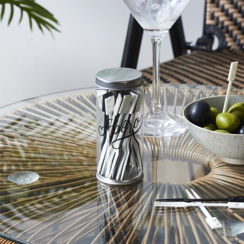 Lot De 36 Fourchettes Fruits "apéro" 10cm Noir et Blanc