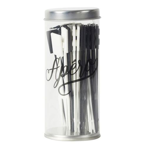 Lot De 36 Fourchettes Fruits "apéro" 10cm Noir et Blanc