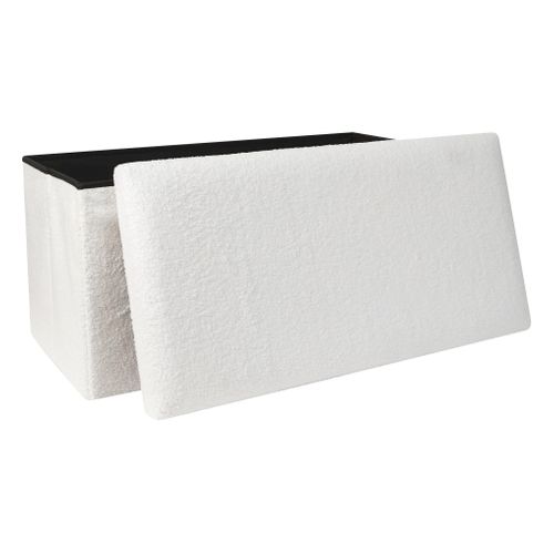 Banc Coffre Pliable En Bouclette Blanc