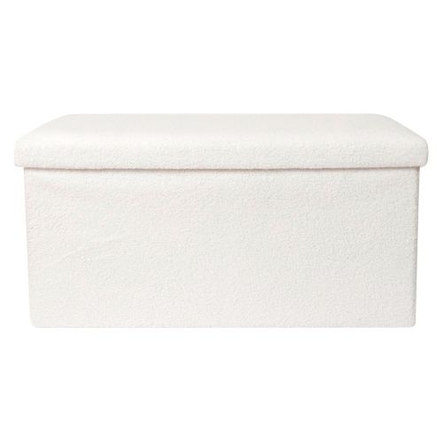 Banc Coffre Pliable En Bouclette Blanc