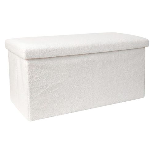 Banc Coffre Pliable En Bouclette Blanc