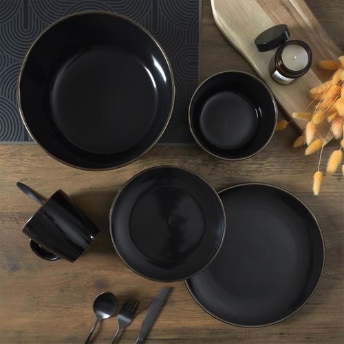 Lot De 6 Assiettes Plates "lounge" 26cm Noir