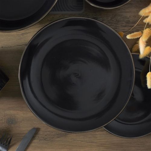 Lot De 6 Assiettes Plates "lounge" 26cm Noir