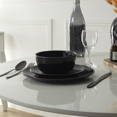 Lot De 6 Assiettes Plates "lounge" 26cm Noir
