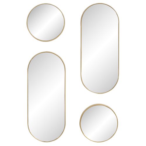 Set de 4 miroirs rond et ovale VERSA Doré