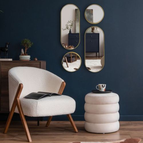 Set de 4 miroirs rond et ovale VERSA Doré