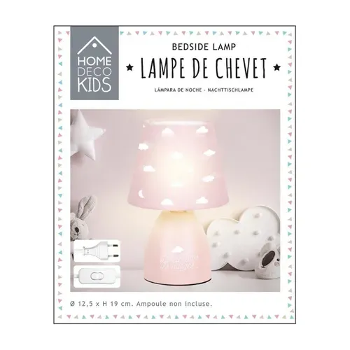 Lampe De Chevet Enfant "nuages" 19cm Rose