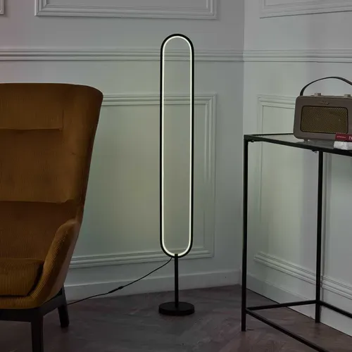 Lampe de sol ovale LED H.120cm Noire vue d'ambiance 1