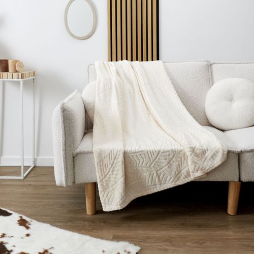 Plaid Flanelle Embosse "roméo" 120x150cm Crème