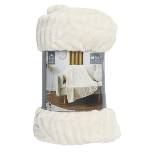 Plaid Flanelle Embosse "roméo" 120x150cm Crème