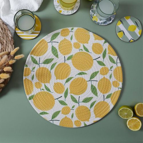 Set De Table Rond Imprimé "citron" 38cm Jaune