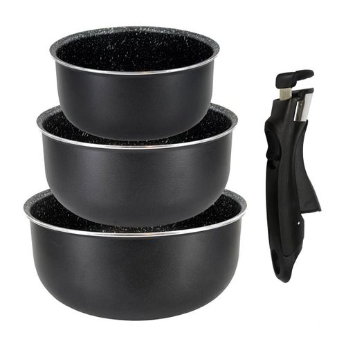 Poignée Amovible Universelle SENSARTE – Ergonomique Poêle Casserole Wok – Noir – Compatible Tout Type Batterie