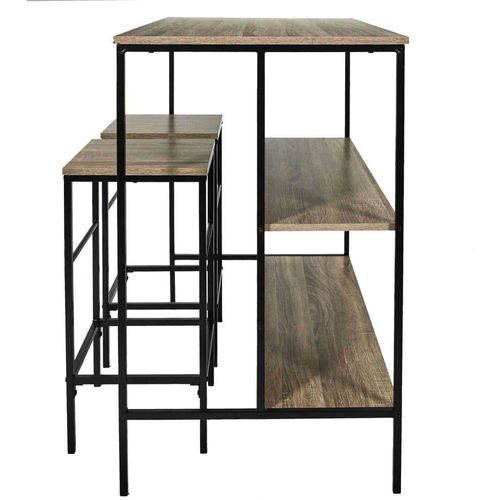 Table Ilot En Bois Avec 2 Tabourets Loka