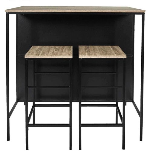 Table Ilot En Bois Avec 2 Tabourets Loka