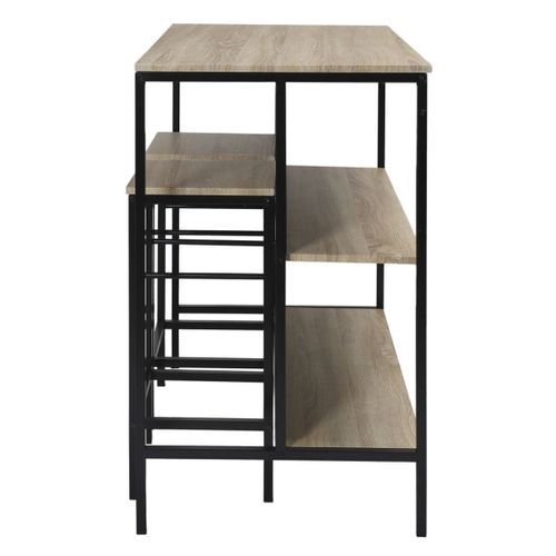 Table Ilot En Bois Avec 2 Tabourets Loka