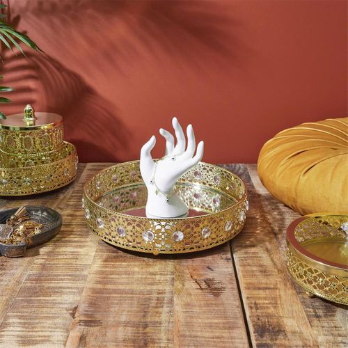 Plateau De Service Déco "miroir" 25cm Doré