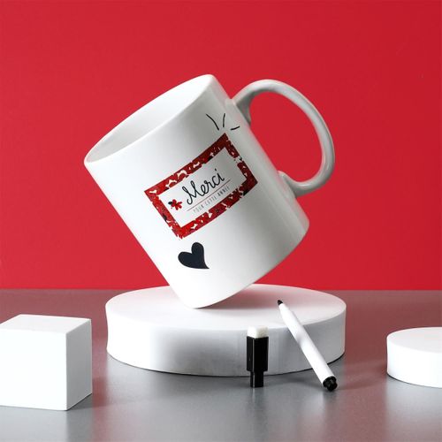 Mug XXL et Stylo "merci" 80cl Blanc