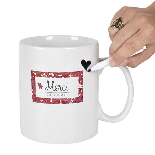 Mug XXL et Stylo "merci" 80cl Blanc