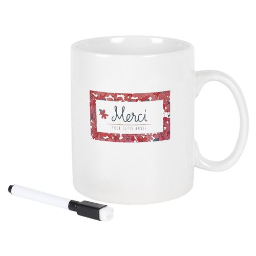 Mug XXL et Stylo "merci" 80cl Blanc