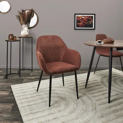 Fauteuil Velours Côtelé Scott Terracotta - Terracotta