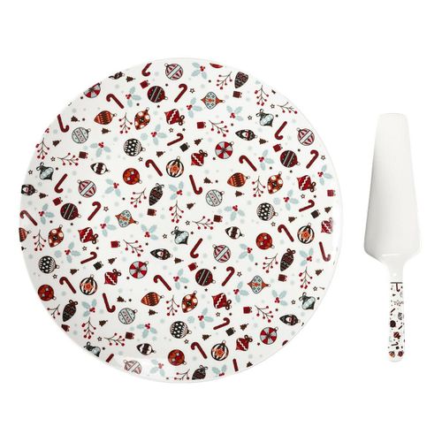 Plat et Pelle à Tarte "noël" 30cm Multicolore