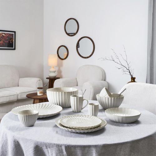 Lot De 6 Assiettes Creuses "vlora" 25cm Beige