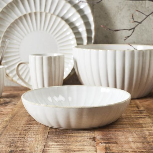 Lot De 6 Assiettes Creuses "vlora" 25cm Beige