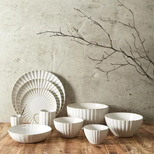 Lot De 6 Assiettes Creuses "vlora" 25cm Beige