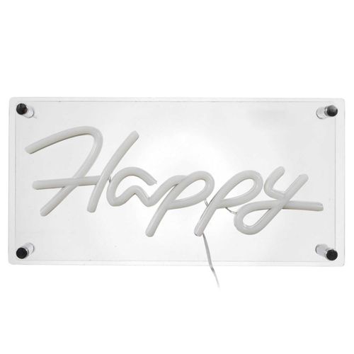 Lampe Acrylique Effet Néon "happy" 30cm Bleu