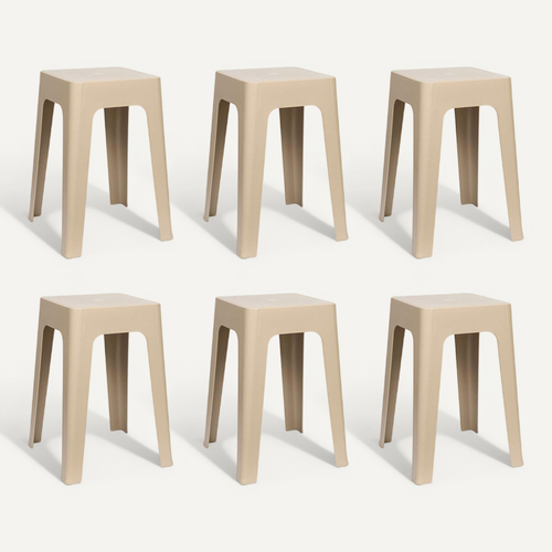 Lot De 6 Tabourets Empilables "spectra" 47cm Beige