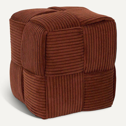 Pouf En Tissu Côtelé Tressé Scott Terracotta
