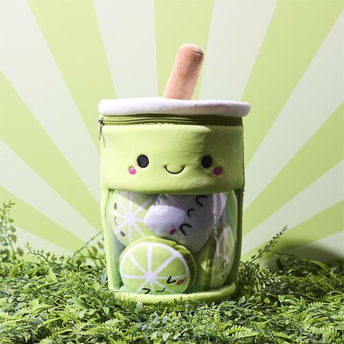 Peluche Enfant Bubble Tea Citron "kawaii" 27cm Vert