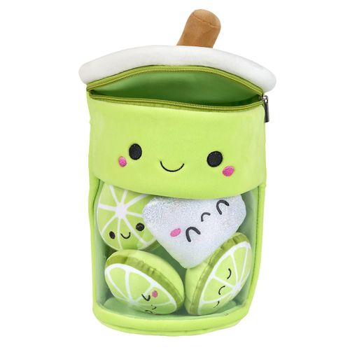 Peluche Enfant Bubble Tea Citron "kawaii" 27cm Vert