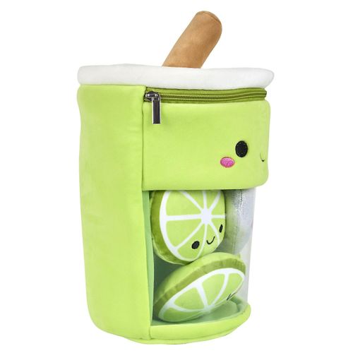 Peluche Enfant Bubble Tea Citron "kawaii" 27cm Vert