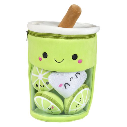Peluche Enfant Bubble Tea Citron "kawaii" 27cm Vert