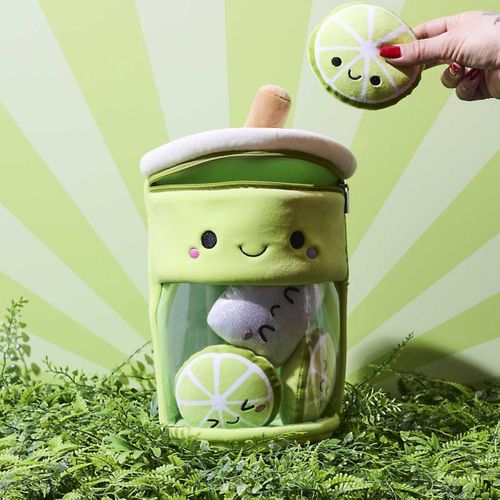 Peluche Enfant Bubble Tea Citron "kawaii" 27cm Vert
